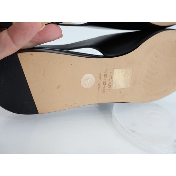 Stuart Weitzman Ryder Flat Women Size 9 Black Leather Slingback Loafers Pointed - Picture 11 of 14
